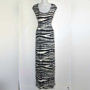 Black and White Patterned Long Maxi Dress